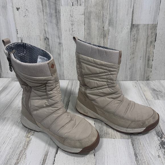 Columbia Women Beige Quilted Snow Boot – Waterproof Insulated – Sz 9 - MSRP $110 - Picture 1 of 6